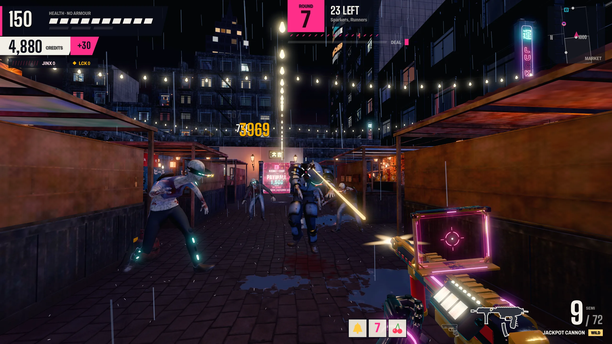 First-person view with the Jackpot Cannon in hand