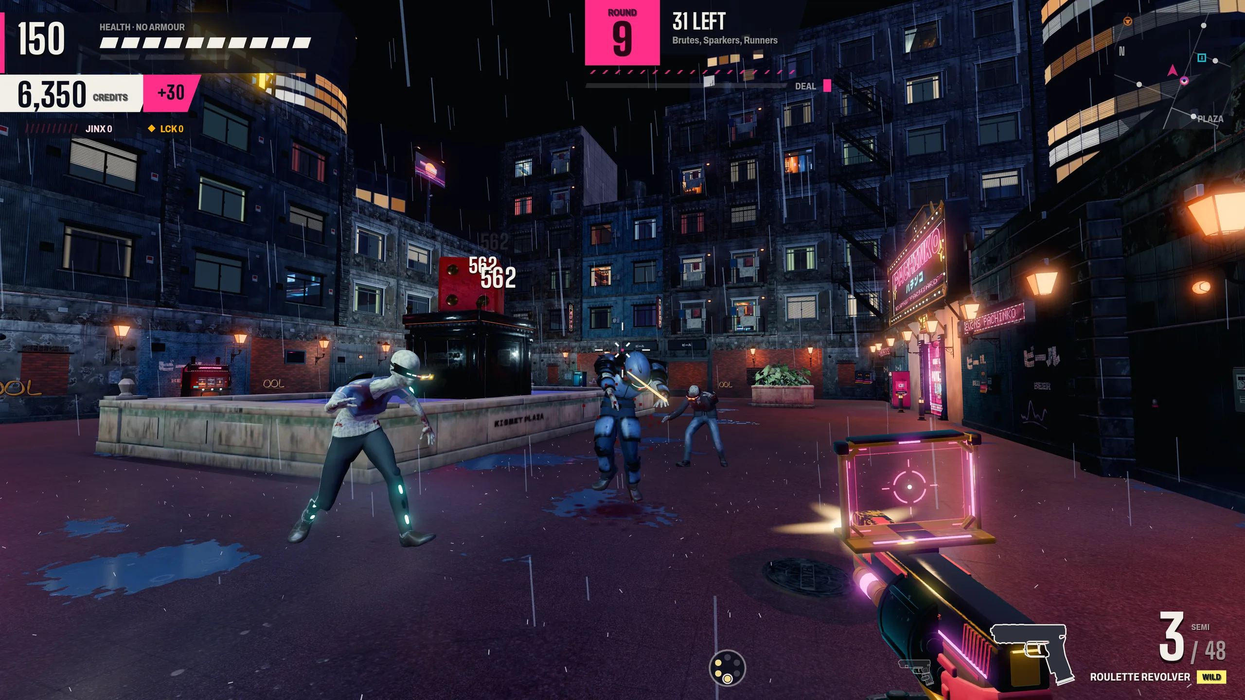 First-person view with the Roulette Revolver in hand